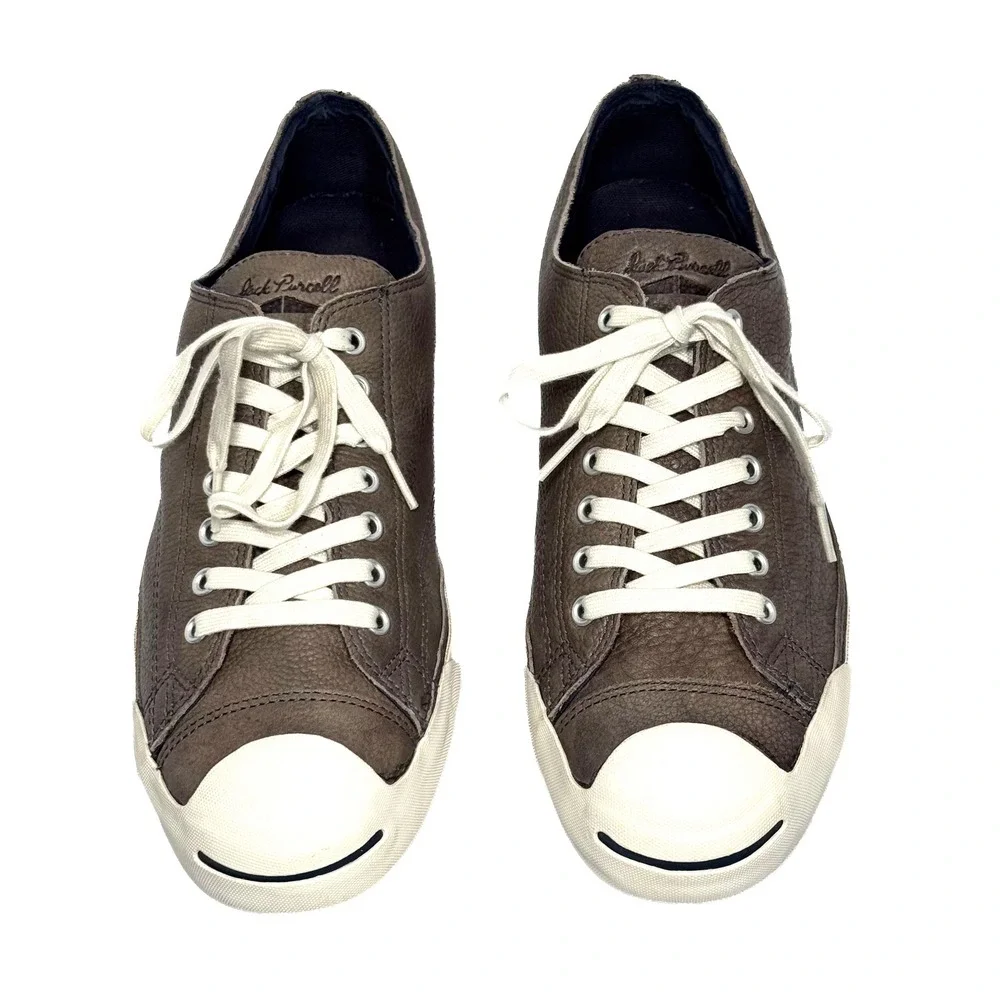 Converse Jack Purcell LP Leather Sneakers Mens 12 Gray Brown Low Top Classic